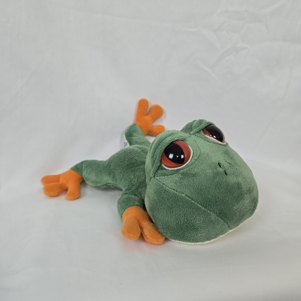 Russ Berrie Lil Peepers RIBBETT 9" Green‎ Tree Frog Big Red Black Eyes Plush Toy